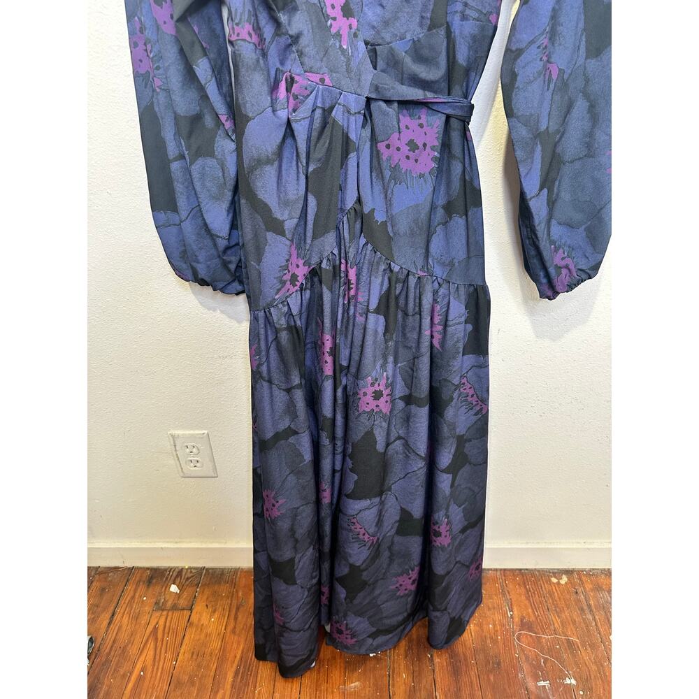 HUTCH Women's Purple Floral Wrap Long Sleeve Lima A-Line Dress Size Extra Large - Picture 6 of 15